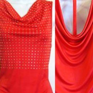 Express Red Embellished Tank Top T back cowl neck